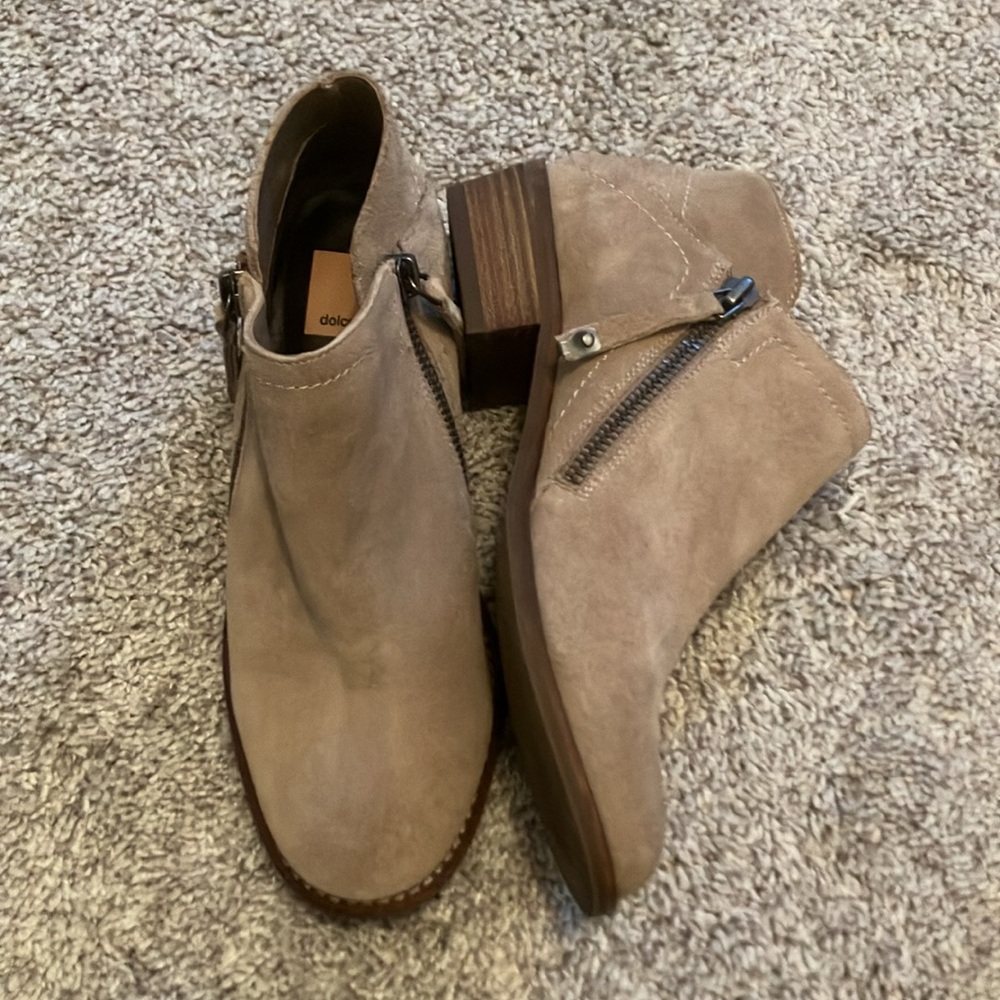 Taupe Dolce Vita Suede Zipper Booties